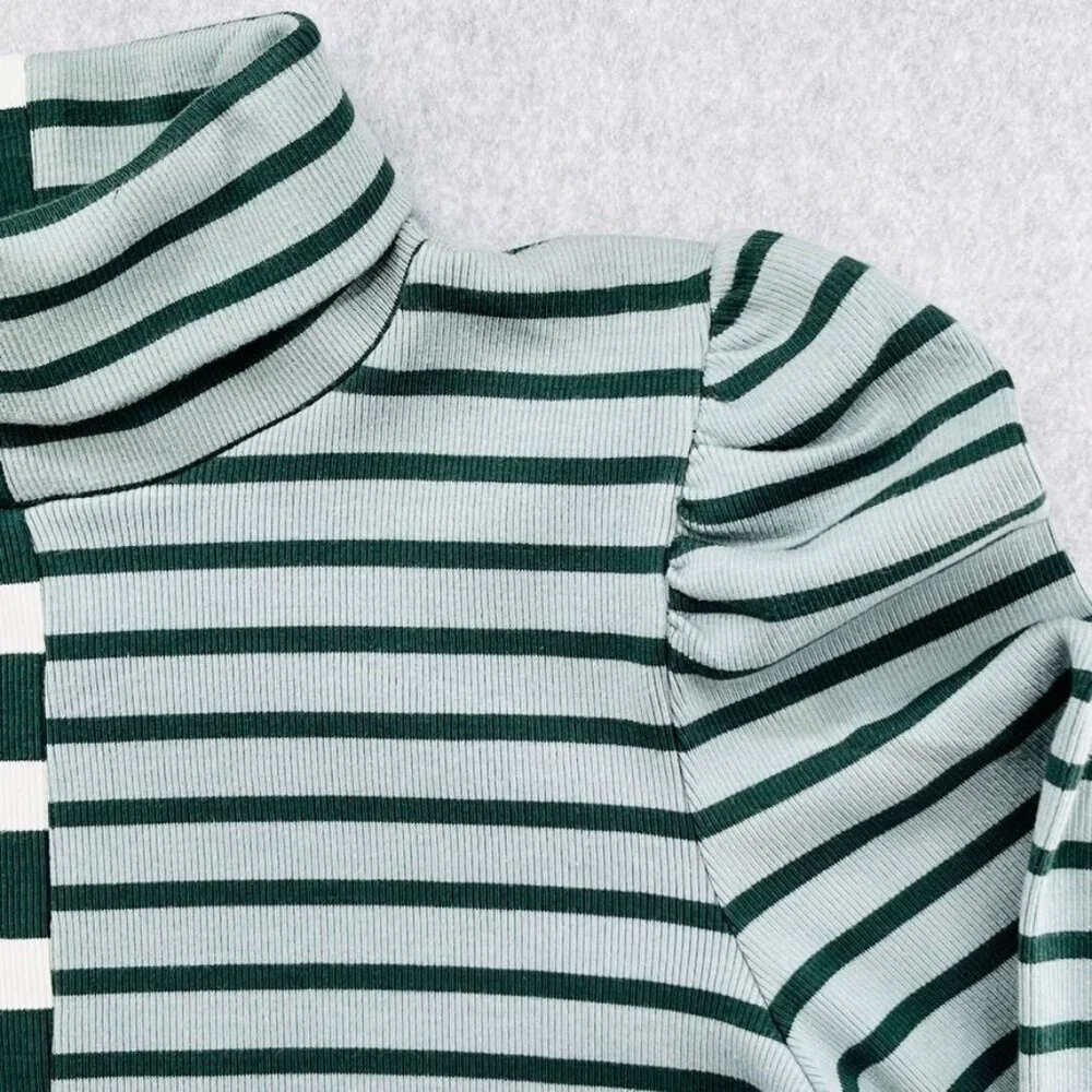 Veronica Beard Colorblock Cedar Turtleneck Size L in Forest Ivory  Long Sleeve - Picture 2 of 11